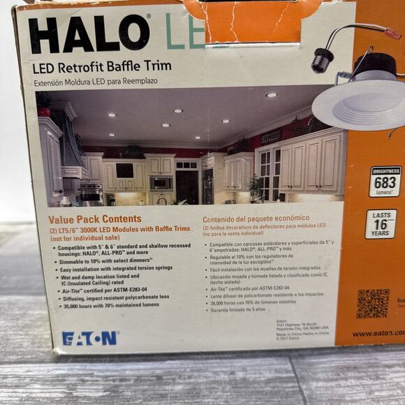 Halo Lighting LT560WH6930R 5-in or 6-in 600 lumens Recessed LED Baffle-Lot of 4 - Picture 11 of 12